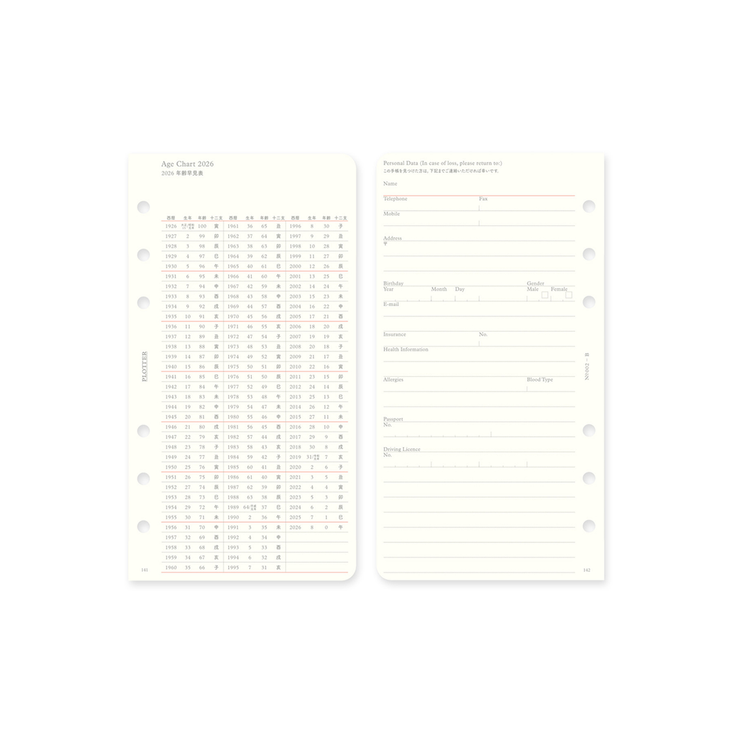 PLOTTER DIARY 2026 Weekly Schedule Refill - Bible Size