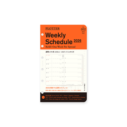 PLOTTER DIARY 2026 Weekly Schedule Refill - Mini Size