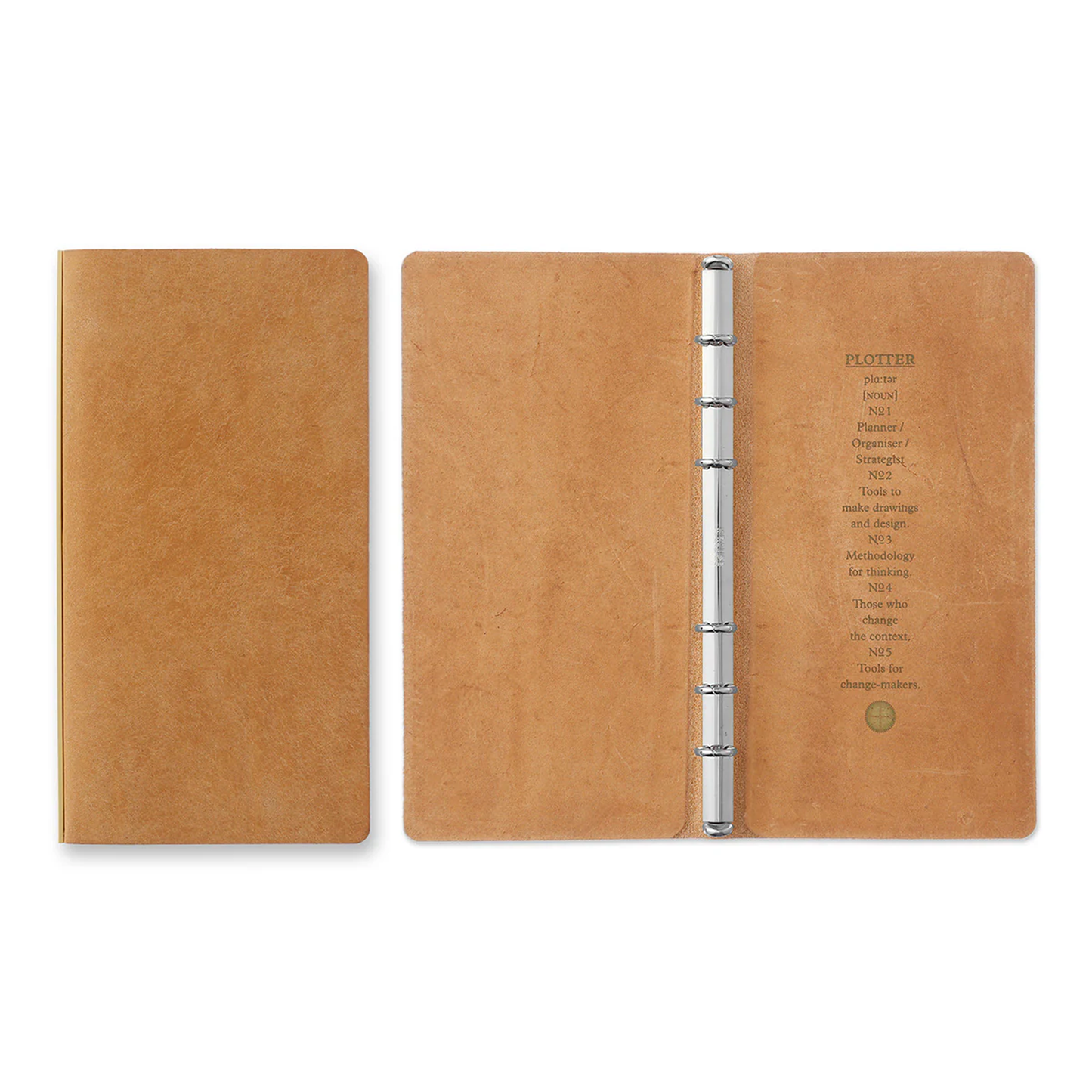 PLOTTER Narrow Size Pueblo 6-Ring Leather Binder - Beige