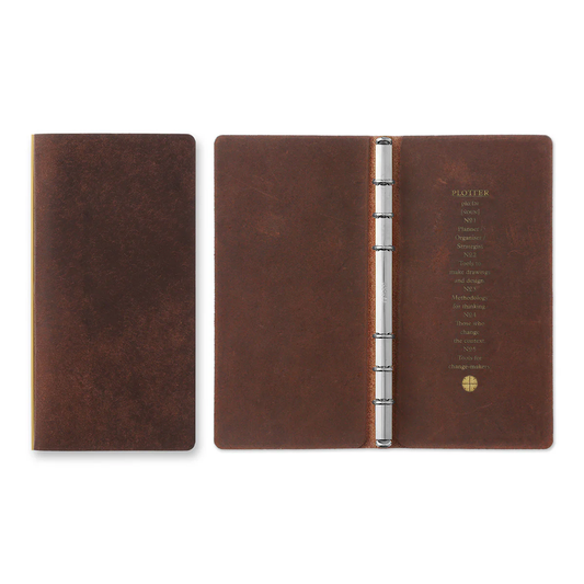 PLOTTER Narrow Size Pueblo 6-Ring Leather Binder - Brown