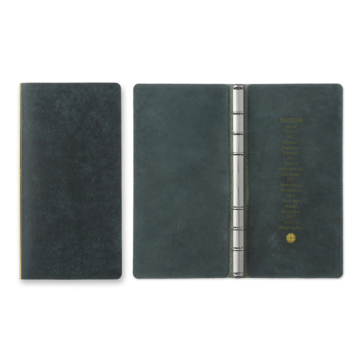 PLOTTER Narrow Size Pueblo 6-Ring Leather Binder - Navy