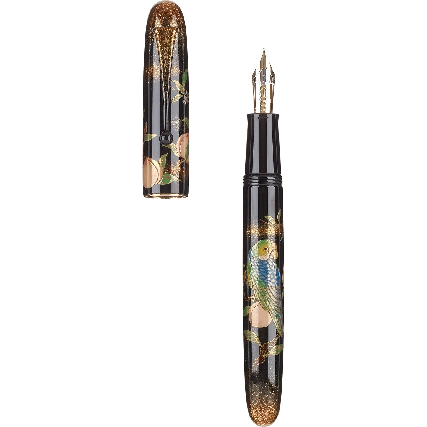 Namiki Yukari Royale Maki-e Fountain Pen - Parrot with Peach