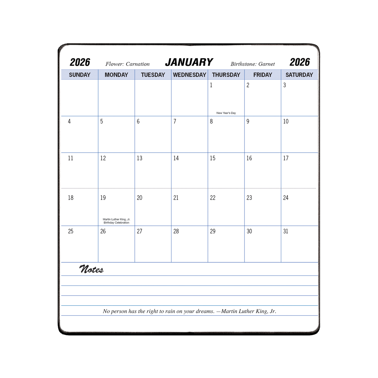 Payne 2026 Skivertex Pocket Monthly Planner