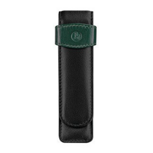 Pelikan 2-Pen Leather Case- Green and Black
