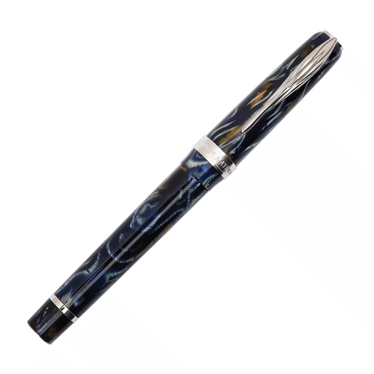 Pineider Antichi Materiali Wilde Blue Fountain Pen Palladium Trim