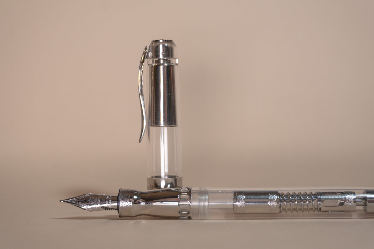 Pre-Owned Pineider Mystery Filler Demonstrator - Sugar White - Medium Quill Nib