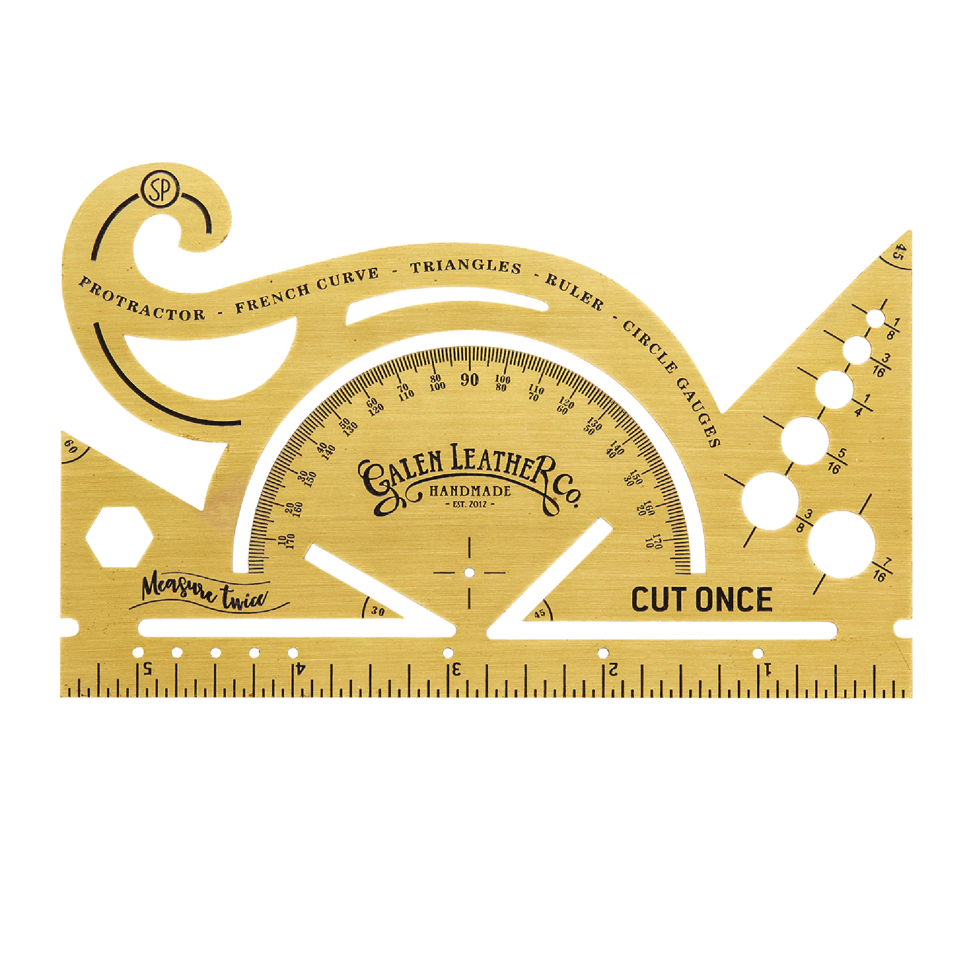 Galen Leather Brass Vintage Inspired Combine Tool Protractor (5.5 Inch ...