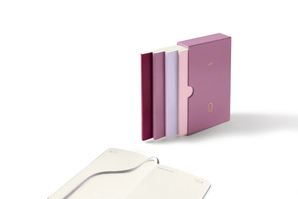 Leuchtturm1917 2027 A6 Pocket Hardcover Quarterly Dotted Daily Planner Set - Shades of Rose (Pack of 4)