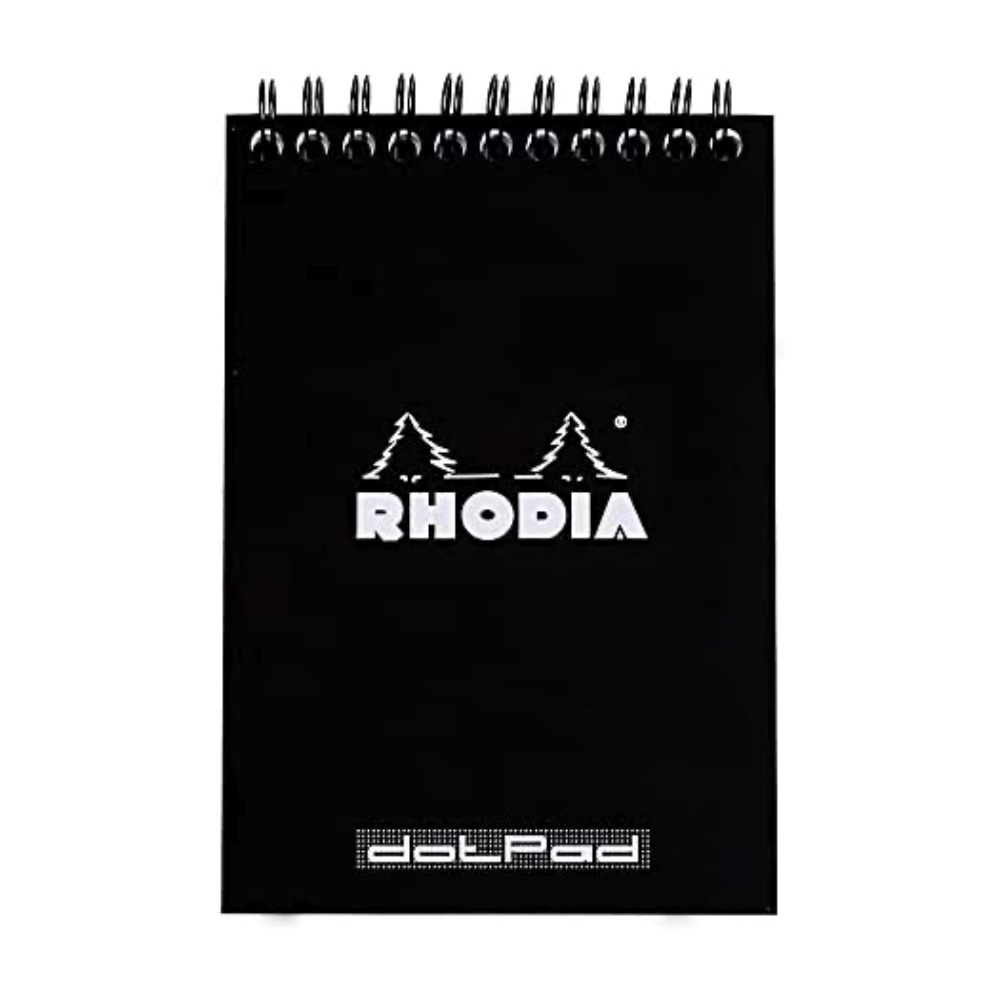 Rhodia #16 Top Wirebound Dot Grid A5 Notepad - Black
