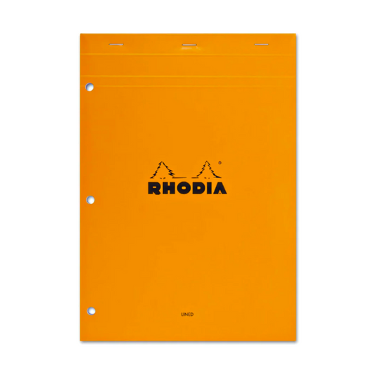 Rhodia #18 Top Staplebound A4 Lined 3-Hole Punched Notepad - Orange