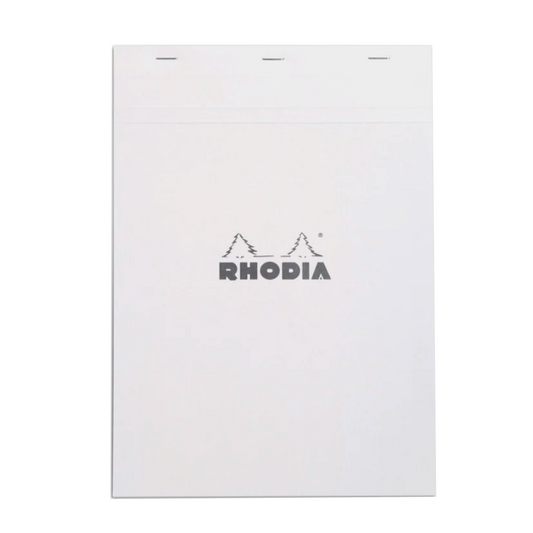 Rhodia #18 Top Staplebound A4 Lined with Margin Notepad - Ice White