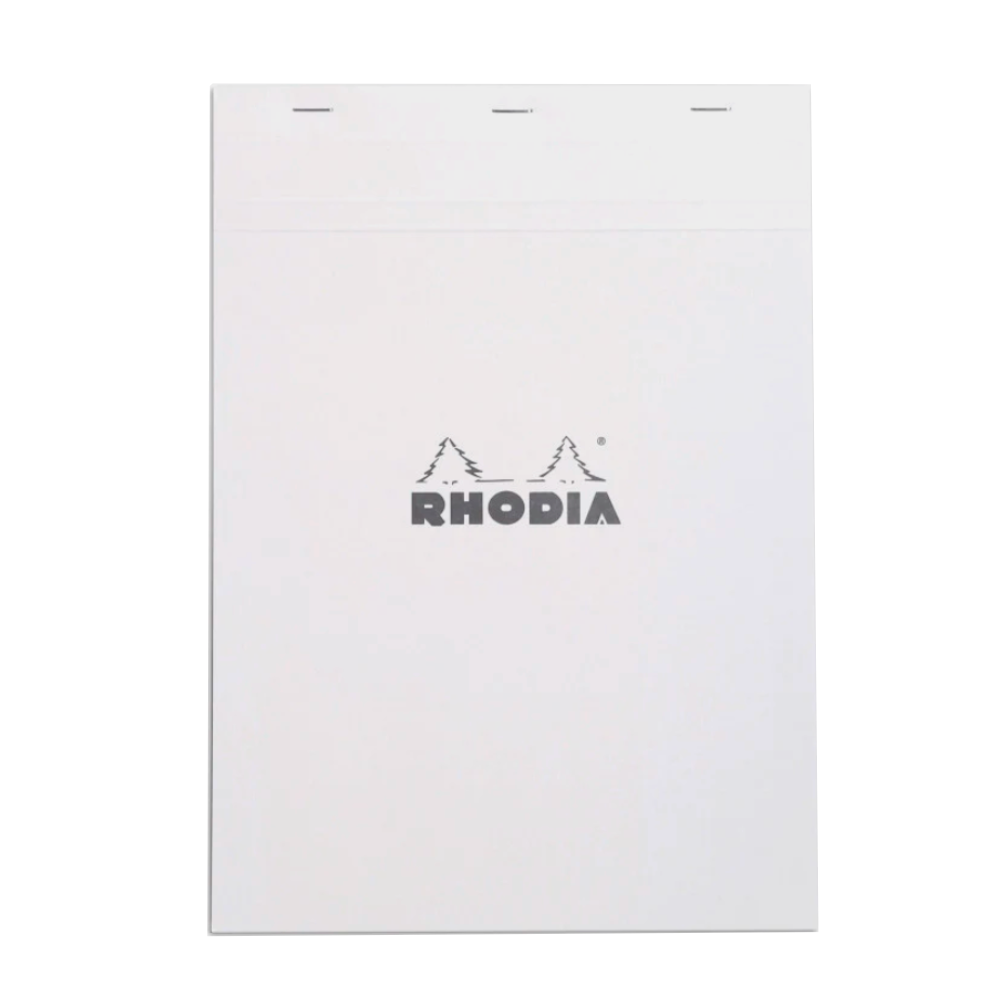 Rhodia #18 Top Staplebound A4 Lined with Margin Notepad - Ice White