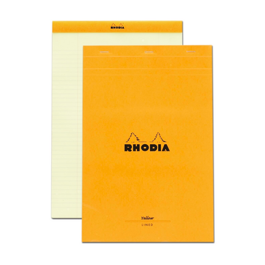 Rhodia #19 Top Staplebound A4+ Yellow Paper Lined with Margin Notepad - Orange