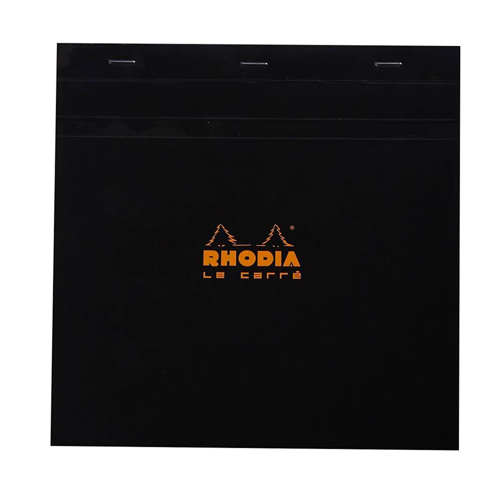 Rhodia #21 Le Carre Square Top Staplebound Graph Notepad (8.25 x 8.25) - Black