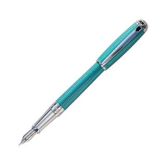 S.T. Dupont Line D Large Diamond Guilloche Fountain Pen - Aquamarine