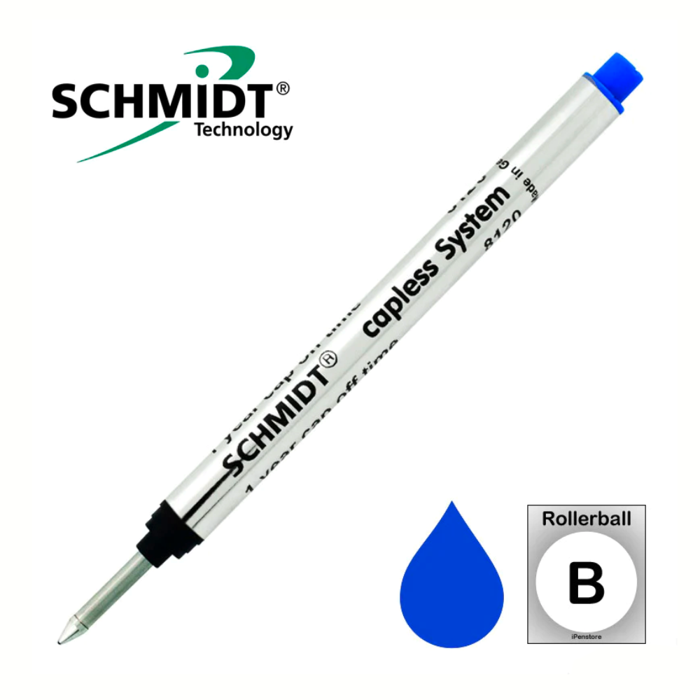 Schmidt Long Capless Rollerball Refills - Blue