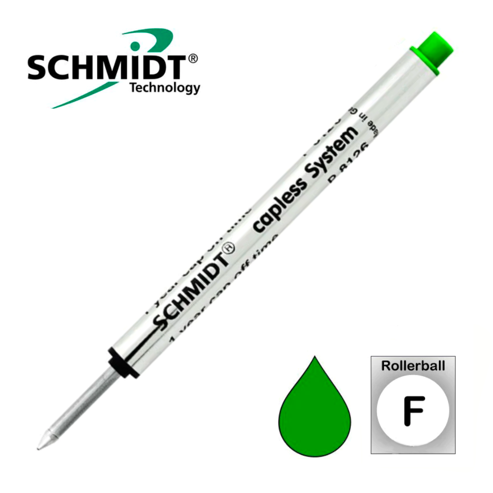 Schmidt Short Capless Rollerball Refills - Green (Fine-.6mm)