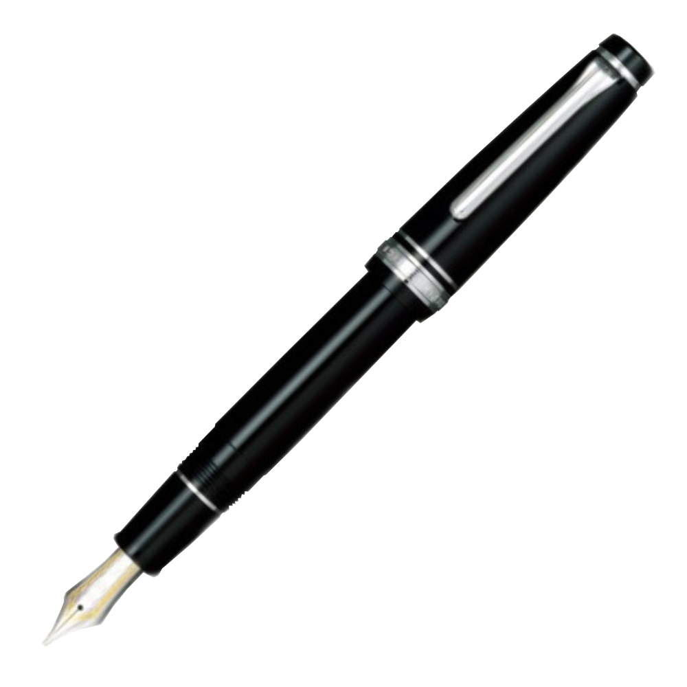 Sailor Pro Gear Fountain Pen - Black with Silver Trim