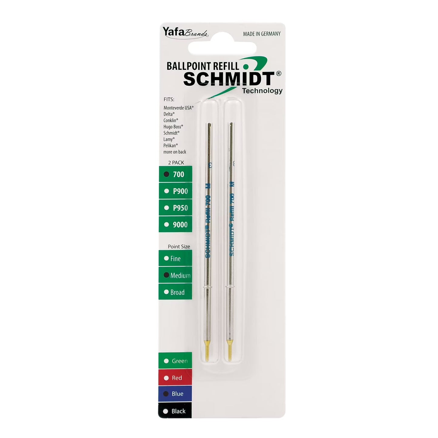 Schmidt® 700 A3 Ballpoint Refill To Fit European Early Model Pens, Italian Made Aurora Flat Ballpen - Blue Medium (2ea)