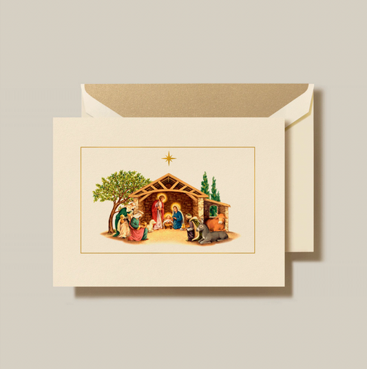 Crane Away in a Manger Holiday Greeting Cards