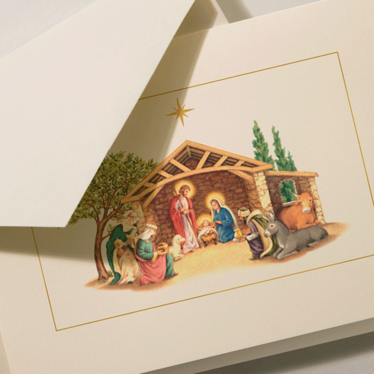 Crane Away in a Manger Holiday Greeting Cards