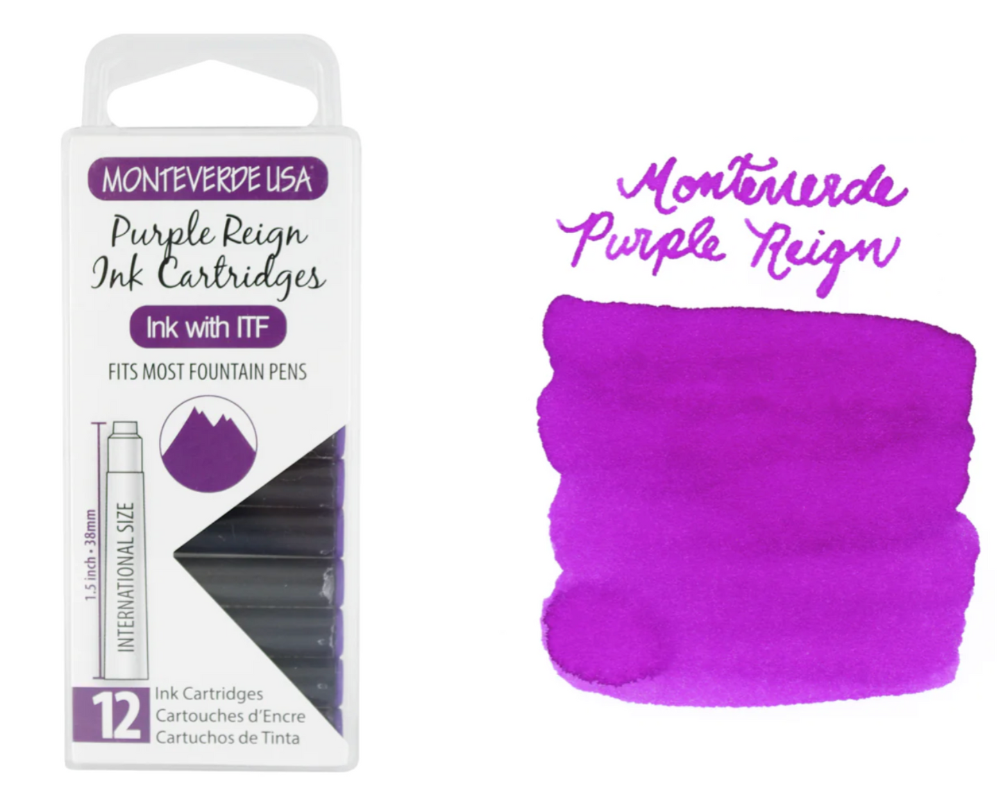 Monteverde Purple Reign Ink Cartridges (Set of 12)