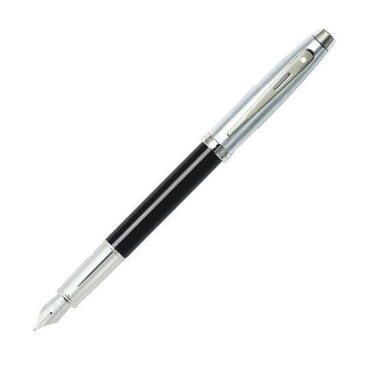 Sheaffer 100 Fountain Pen - Glossy Black Brushed Chrome