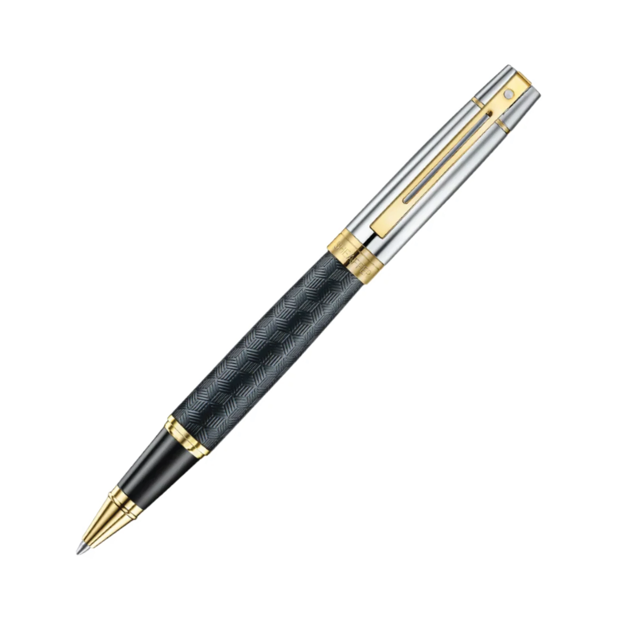 Sheaffer 300 Rollerball - Engraved Black with Chrome Cap and Gold Trim ...