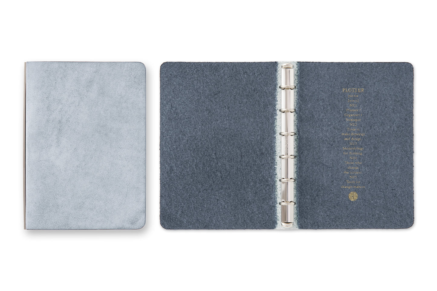 PLOTTER Mini Size Shiranami 6-Ring Leather Binder - Blue
