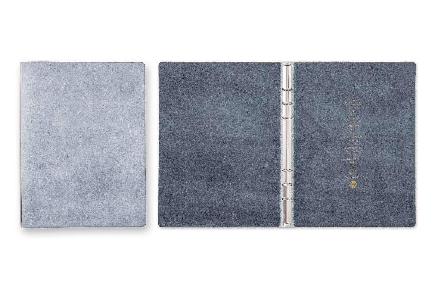 PLOTTER A5 Size Shiranami 6-Ring Leather Binder - Blue (US Exclusive)