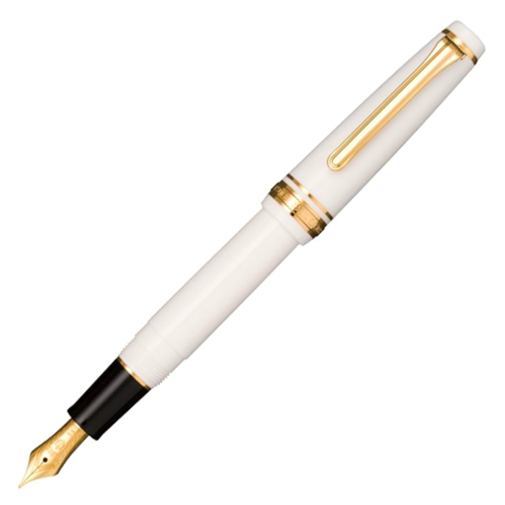 Sailor Pro Gear Slim Fountain Pen - White with Gold Trim
