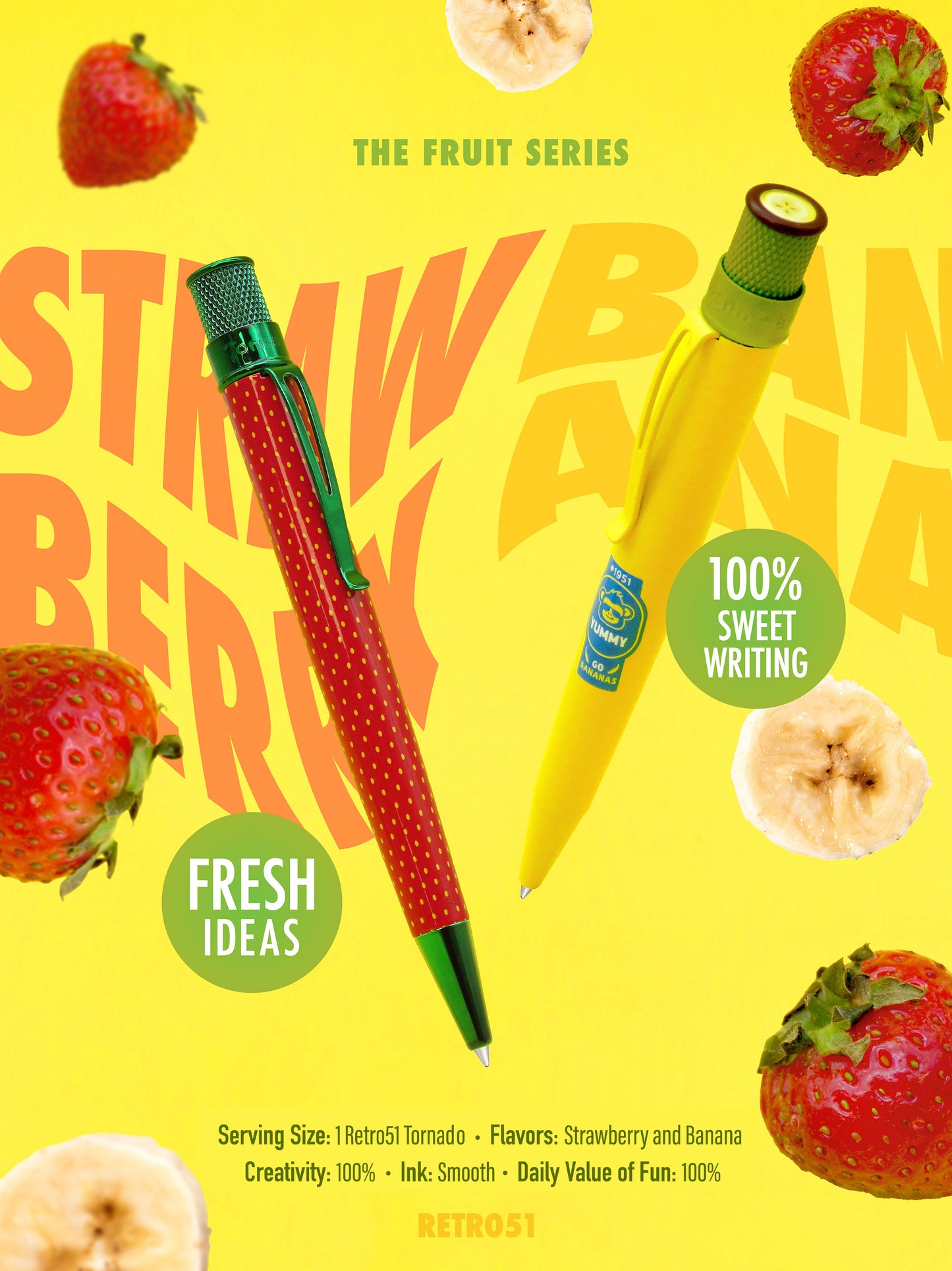 Retro 51 Tornado Rollerball - Strawberry (Fruit Series)