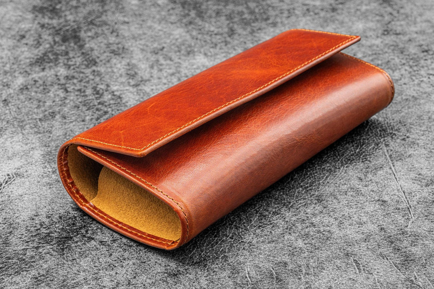 Galen Leather The Writer’s Pen Wrap - 6 Slots Pen Case - Deep Cognac