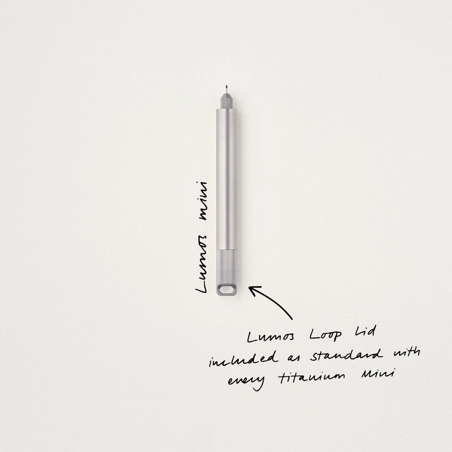 Tom's Studio Lumos Mini Refillable Pen - Titanium with Loop Lid
