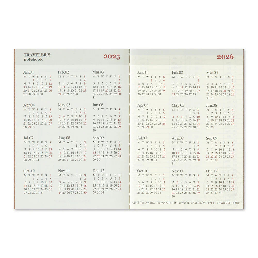 Traveler's 2025 Passport Size Diary Insert - Weekly