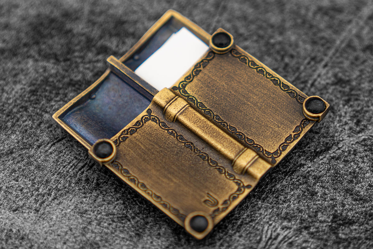 Galen Leather UY Design Brass "Listen to your Heart" Pen Stand