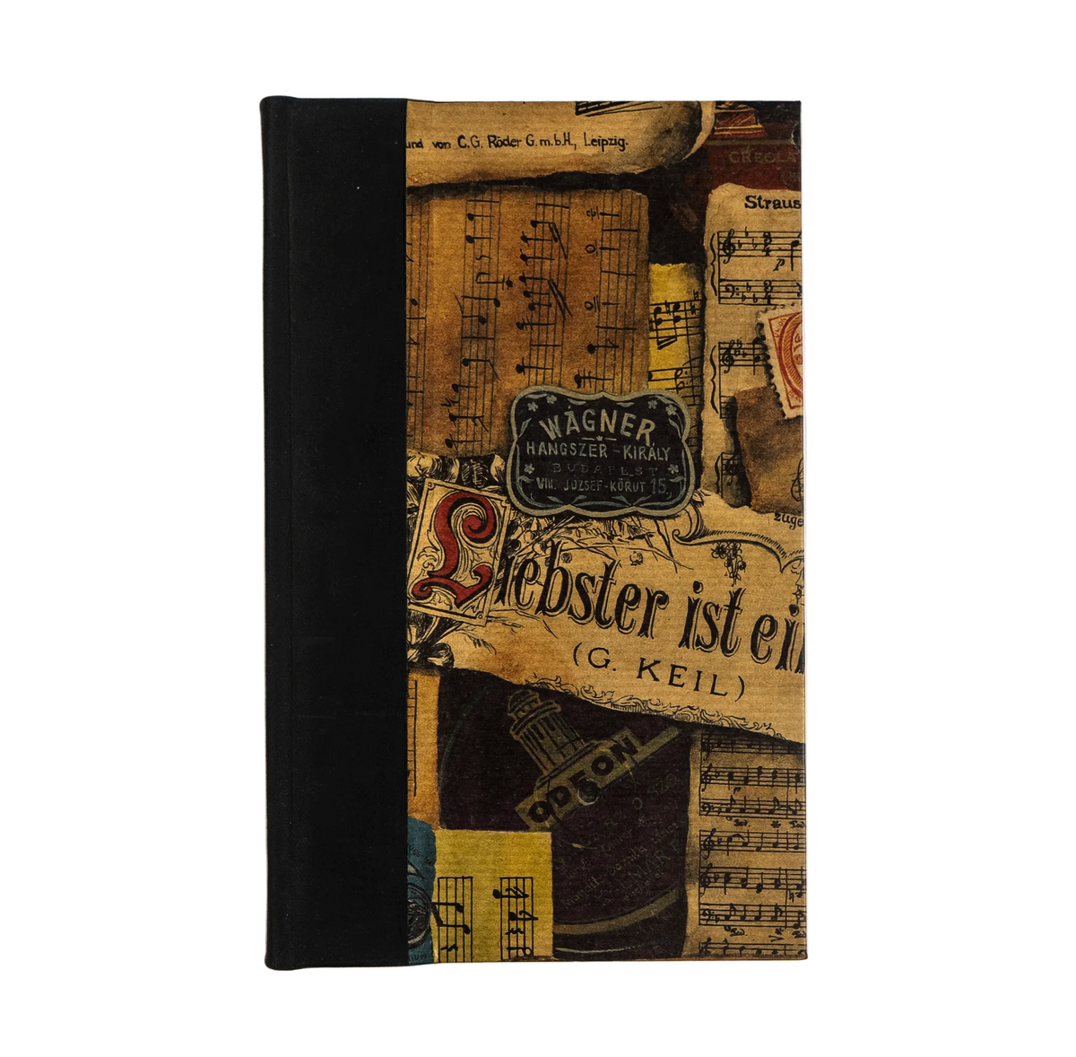 Bomo Art B5 Leather Bound Lined Journal - Music Notes