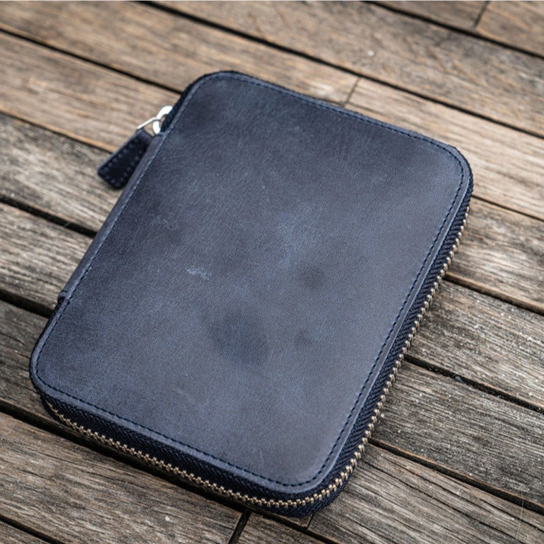 Crazy Horse Navy - Galen Leather Co. Leather Zippered 10 Slots Pen Case ...
