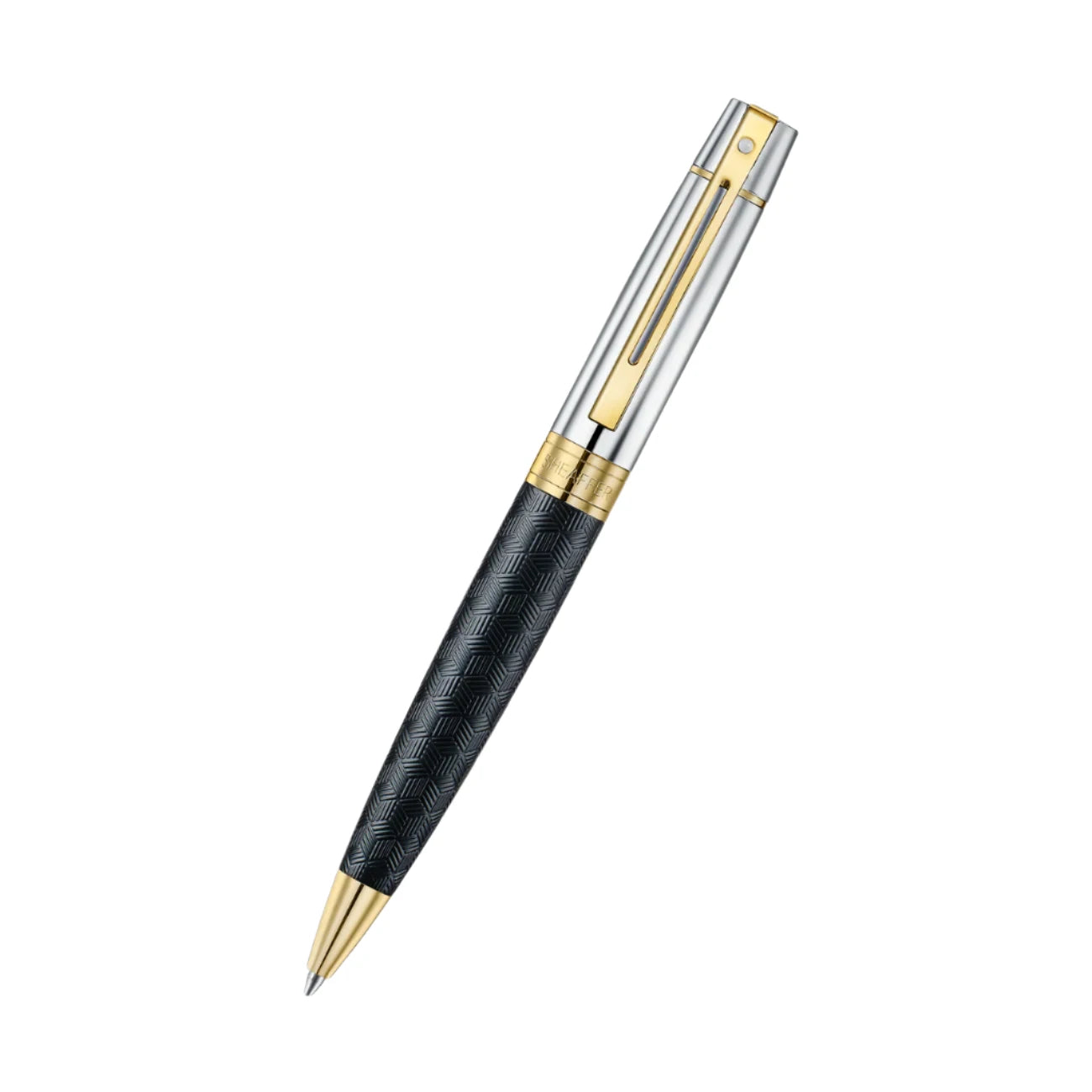Sheaffer 300 Ballpoint - Engraved Black with Chrome Cap and Gold Trims