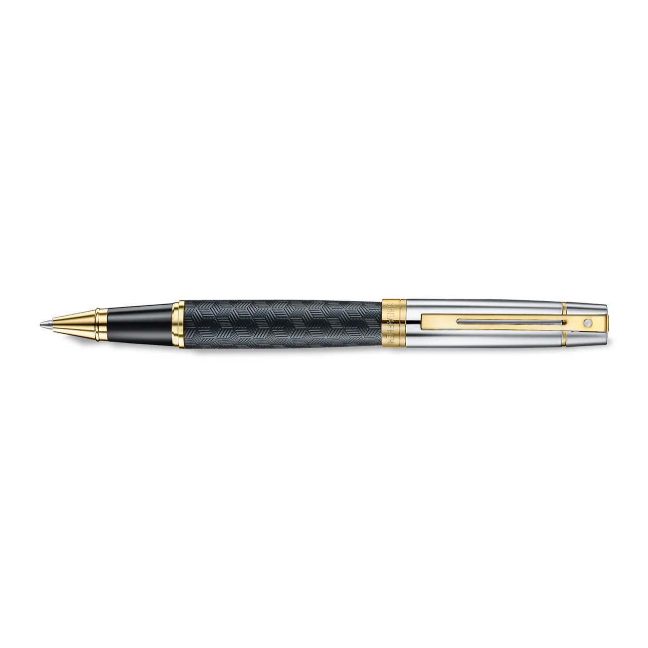 Sheaffer 300 Rollerball - Engraved Black with Chrome Cap and Gold Trims