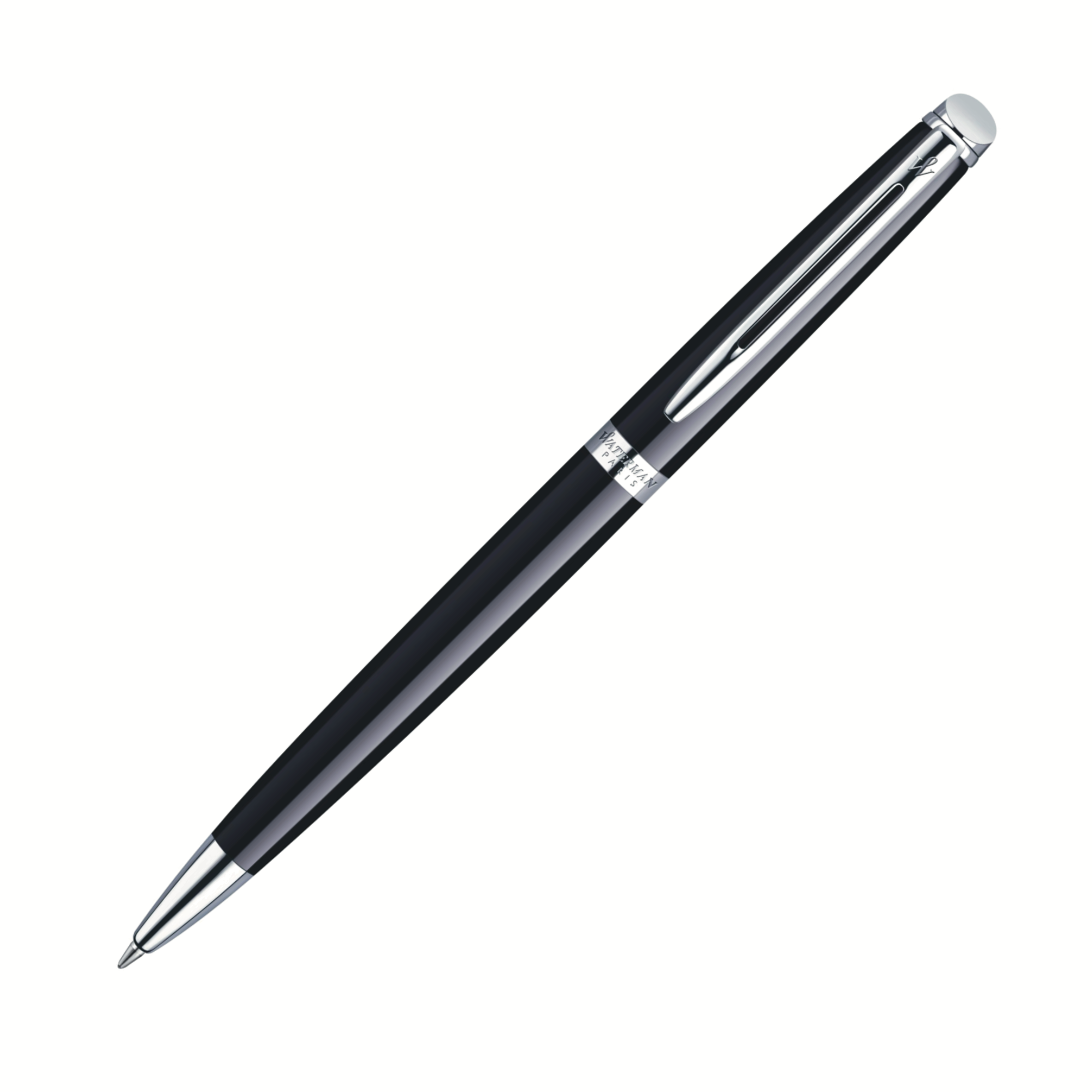 Waterman ボールペン 黒 Waterman Hemisphere Ballpoint - Black with Chrome Trim