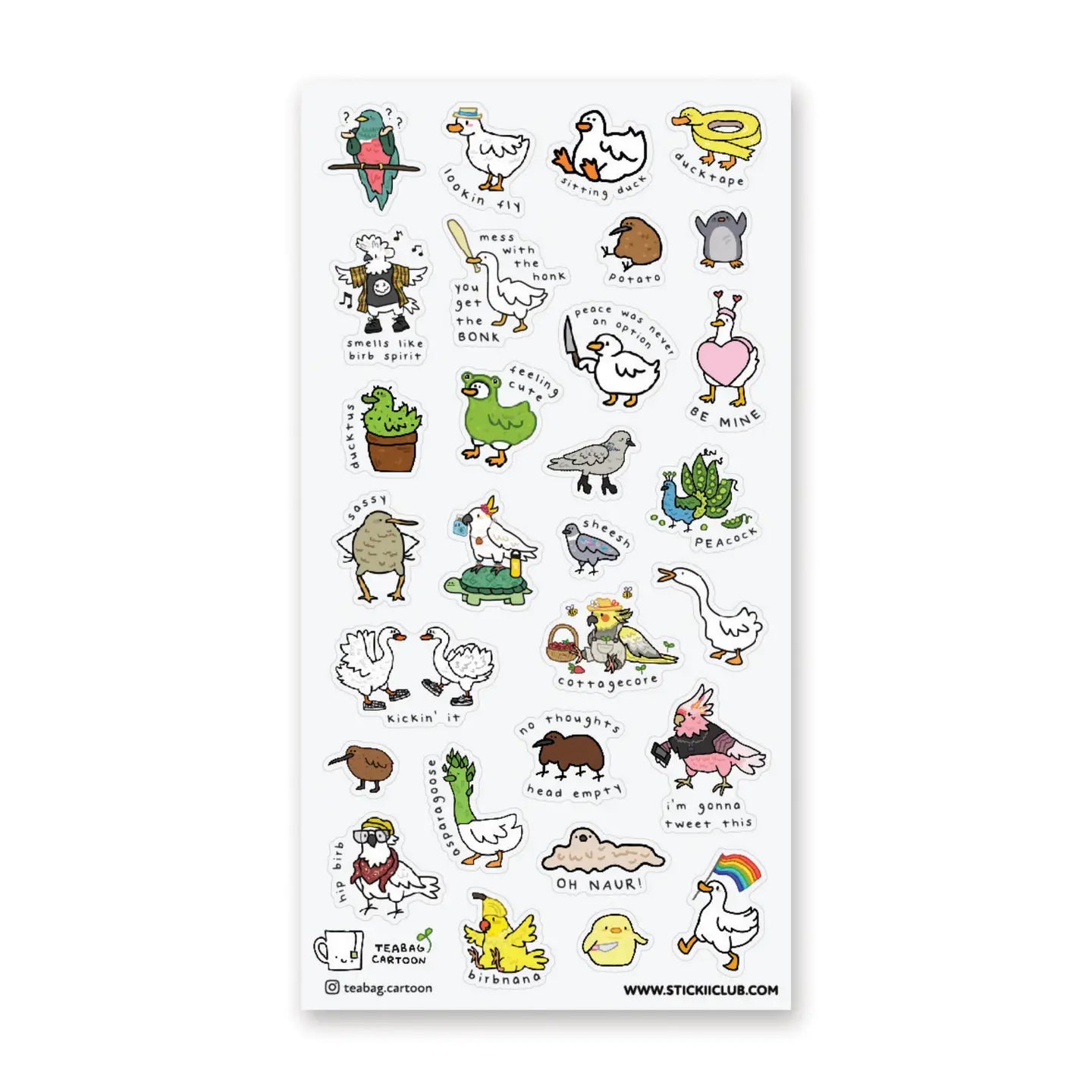 Faire Stickii Sticker Sheet - Birb Thoughts
