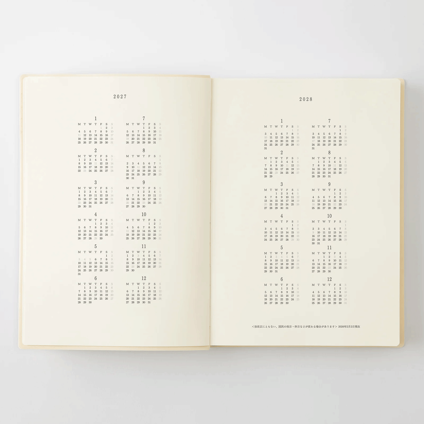 Midori 2027 MD Product Notebook Diary 1 Day 1 Page - A5 Size