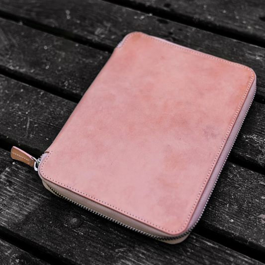 Galen Leather A5 Zippered Notebook Folio - Undyed