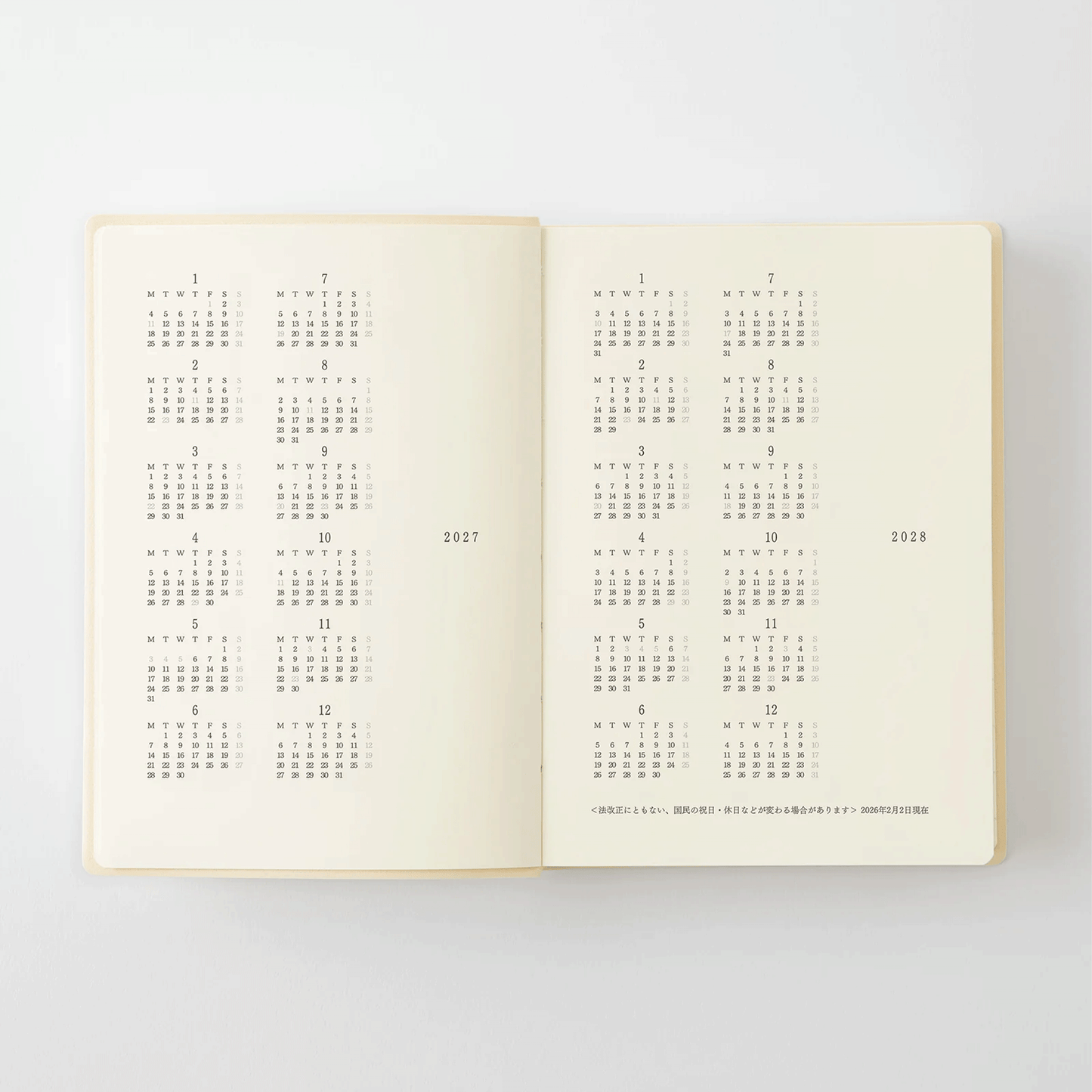 Midori 2027 MD Product Notebook Diary 1 Day 1 Page - A6 Size