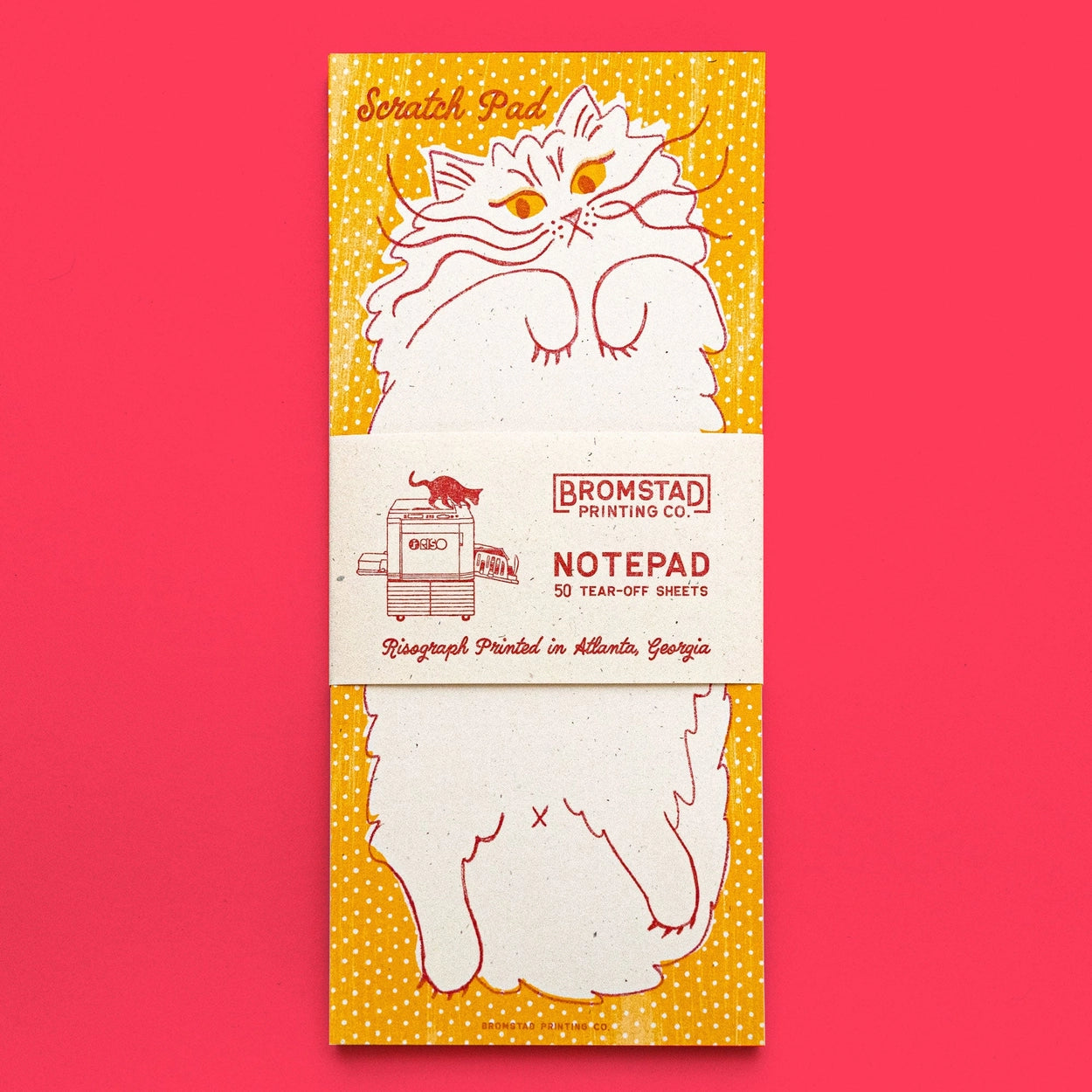 Bromstad Printing Risograph Notepad - Scratch Pad Cat