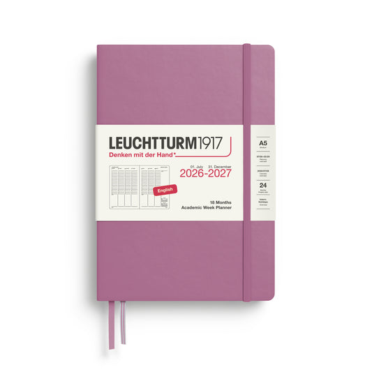 Leuchtturm1917 2027 A5 Medium Hardcover 18-Month Academic Weekly Planner - Dusty Rose