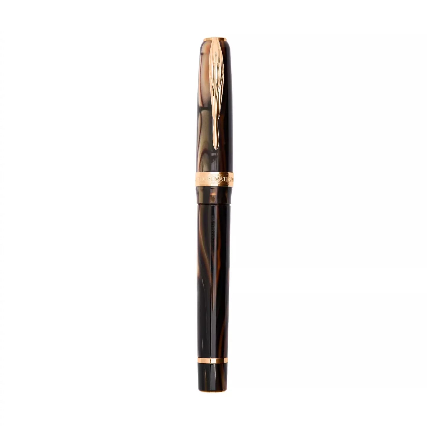 Pineider Antichi Materiali Ruffles Gold Fountain Pen Rosegold Trim