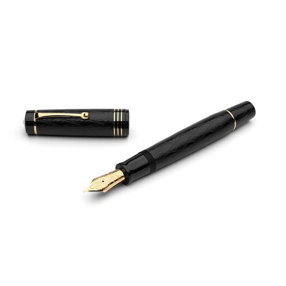 Leonardo Audace Guillochè Fountain Pen - Black Intense (14K Gold #8) (Limited Edition)