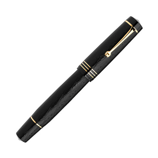 Leonardo Audace Guillochè Fountain Pen - Black Intense (14K Gold #8) (Limited Edition)